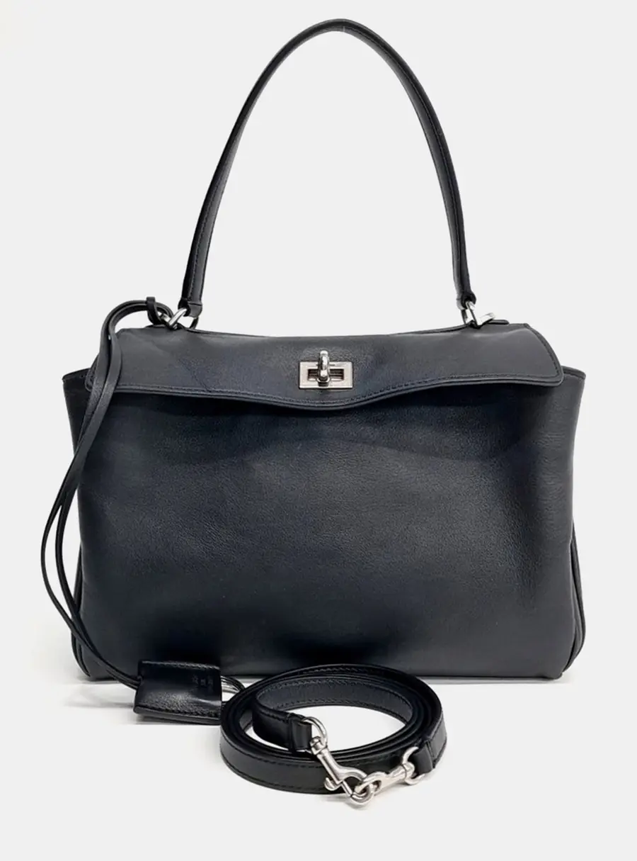 Balenciaga Rodeo Small Black Calfskin Leather Top Handle Bag
