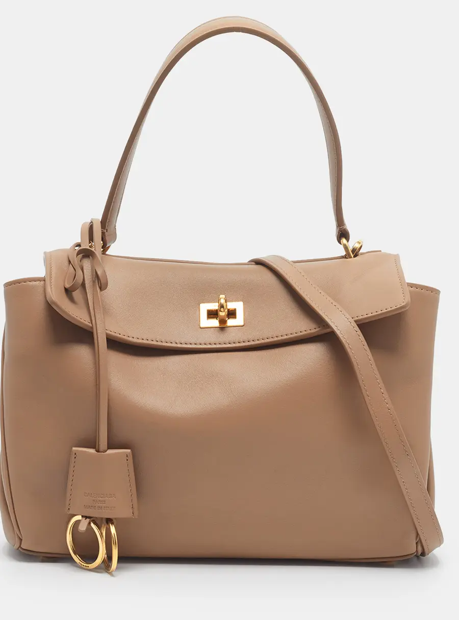 Balenciaga Rodeo Small Beige Leather Top Handle Bag