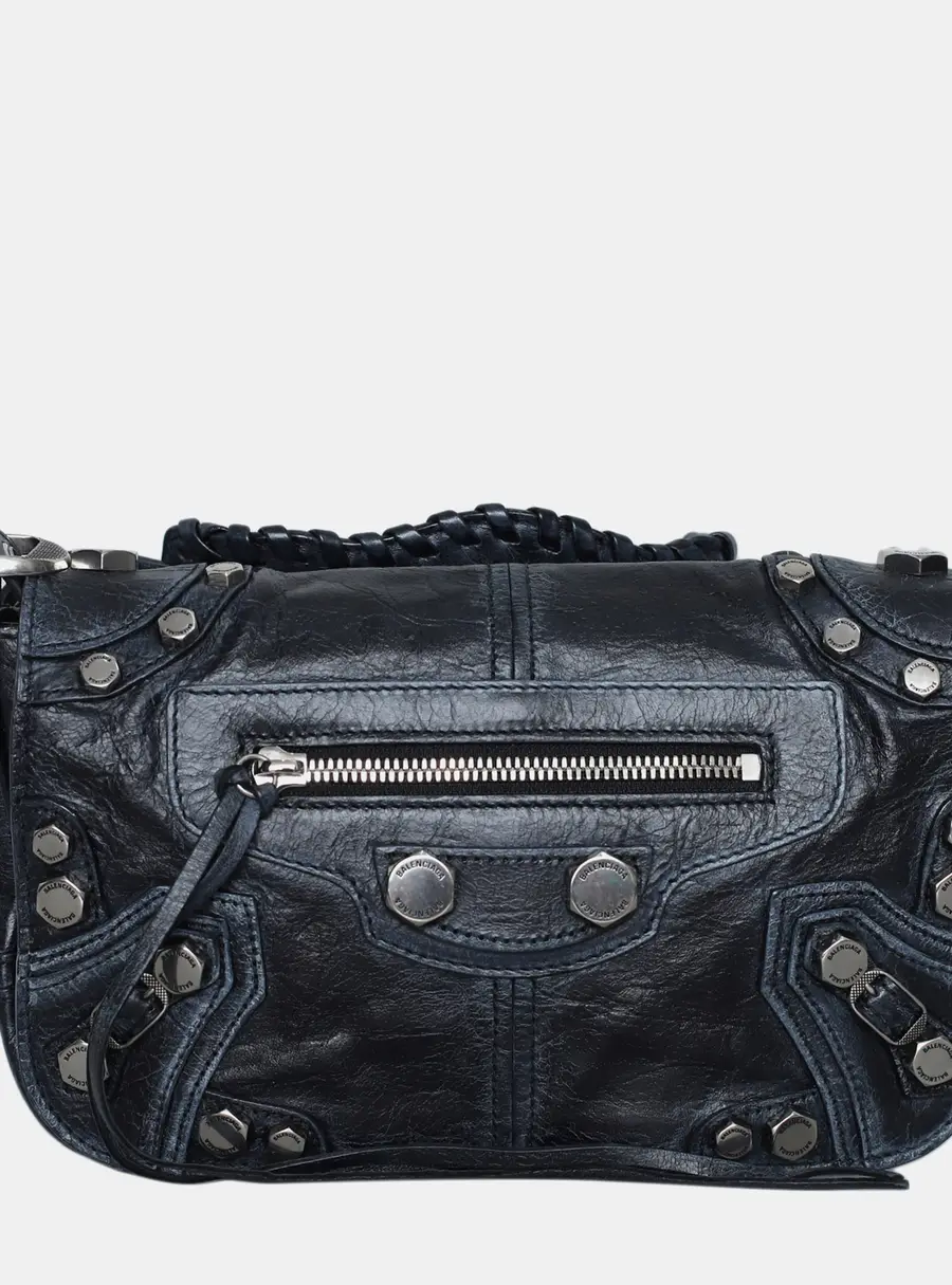 Balenciaga Le Cagole XS Black Aged Calfskin Leather Shoulder Bag