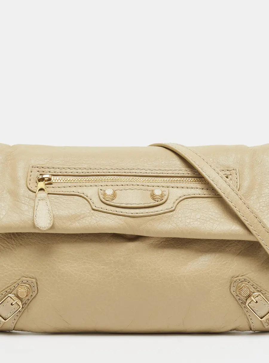 Balenciaga Classic Envelope Beige Leather Clutch Bag