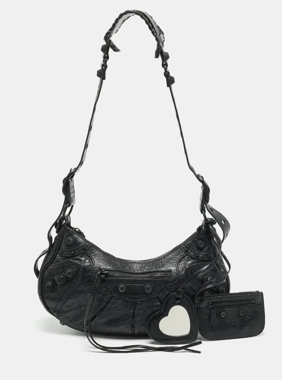 Balenciaga Le Cagole Small Black Leather Shoulder Bag