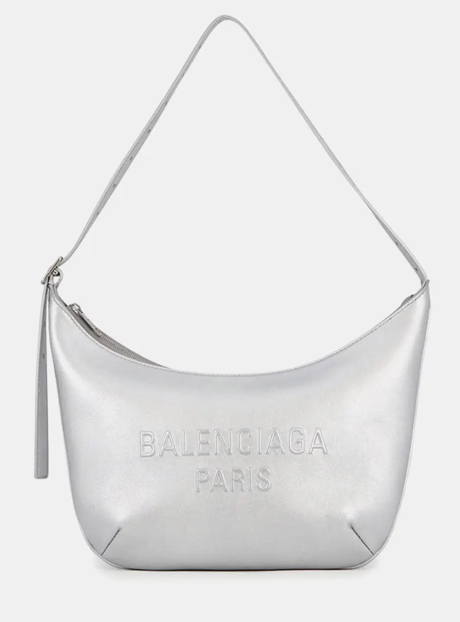 Balenciaga Mary Kate Sling Silver Leather Shoulder Bag