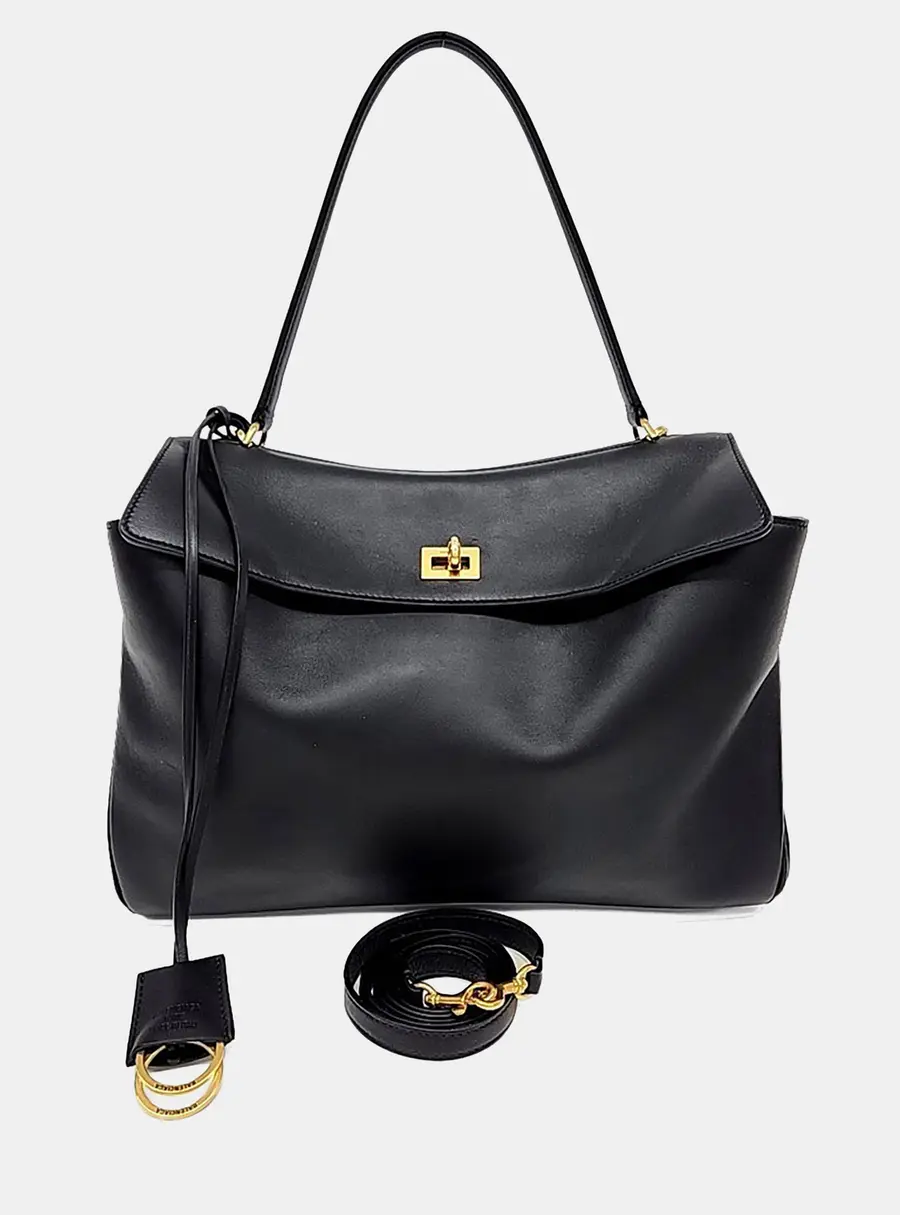 Balenciaga Rodeo Medium Black Leather Shoulder Bag