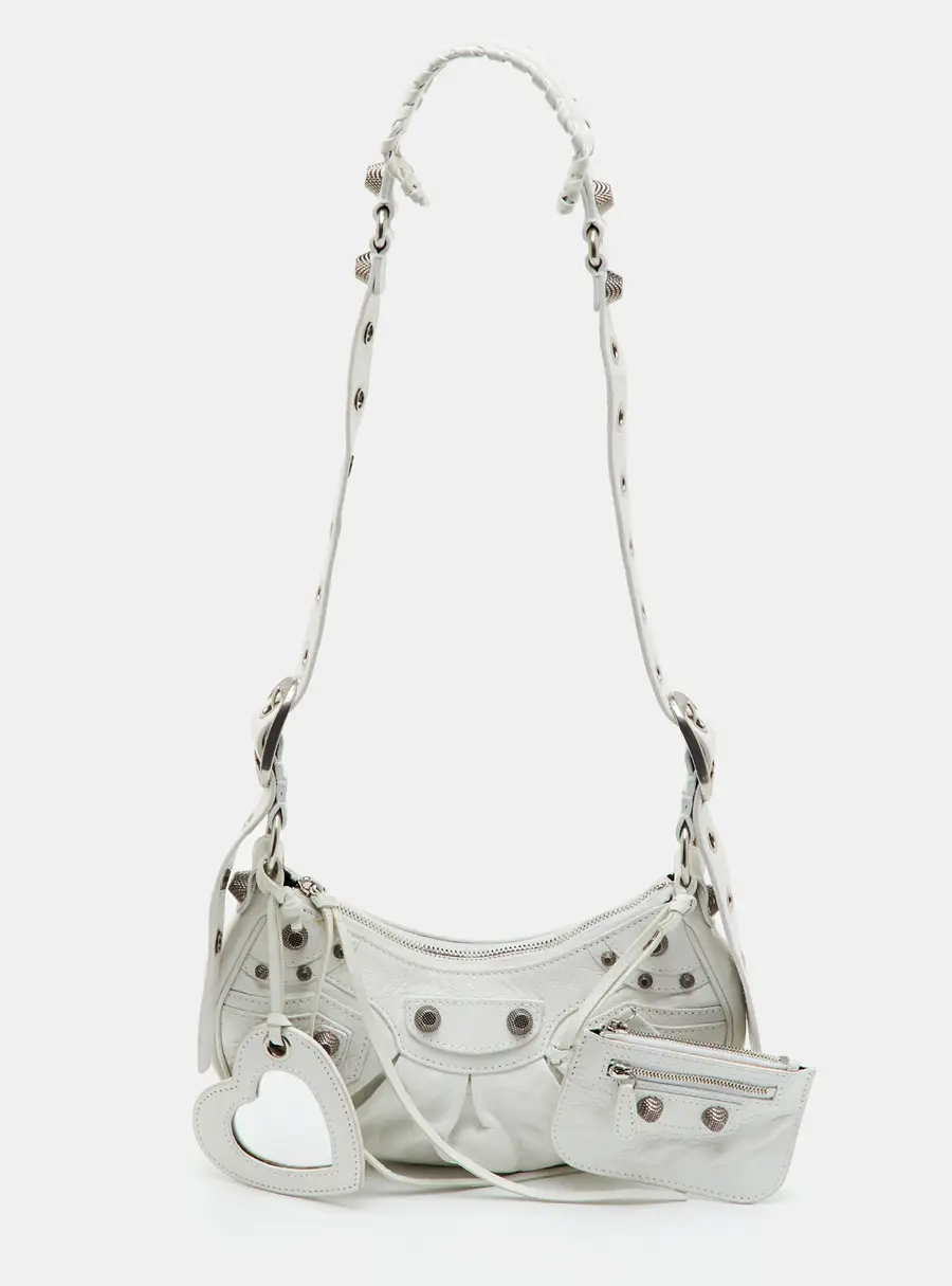 Balenciaga Le Cagole White Leather Shoulder Bag