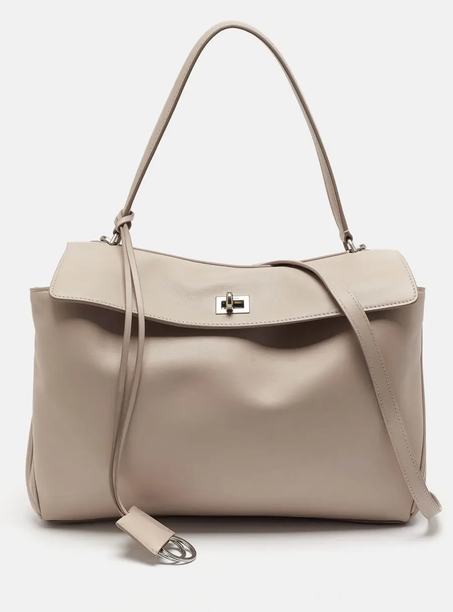 Balenciaga Rodeo Medium Beige Leather Top Handle Bag
