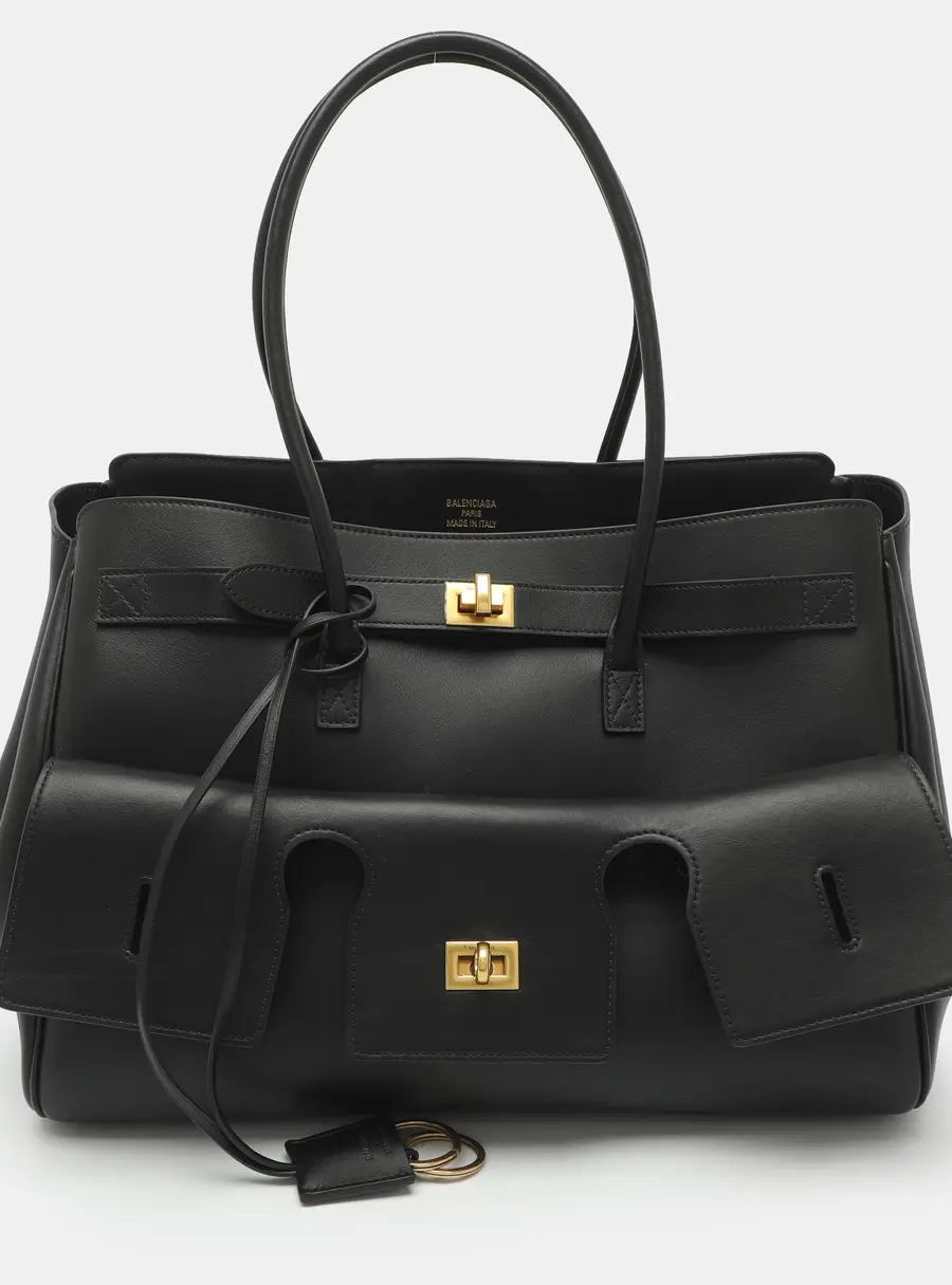 Balenciaga Bel Air Carry All Medium Black Leather Tote
