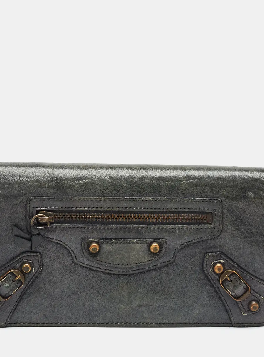 Balenciaga Classic City Grey Leather Continental Wallet