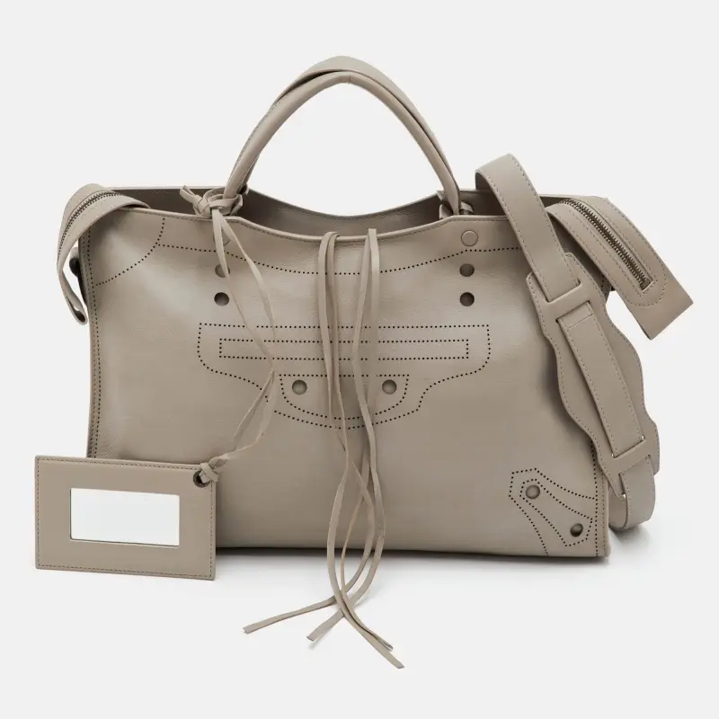 Balenciaga Blackout Classic City Light Grey Leather Bag