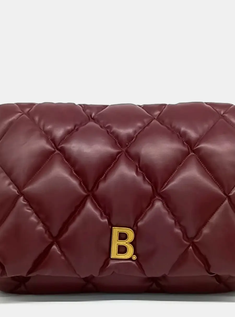 Balenciaga B Logo Touch Puppy Burgundy Leather Clutch (624947)