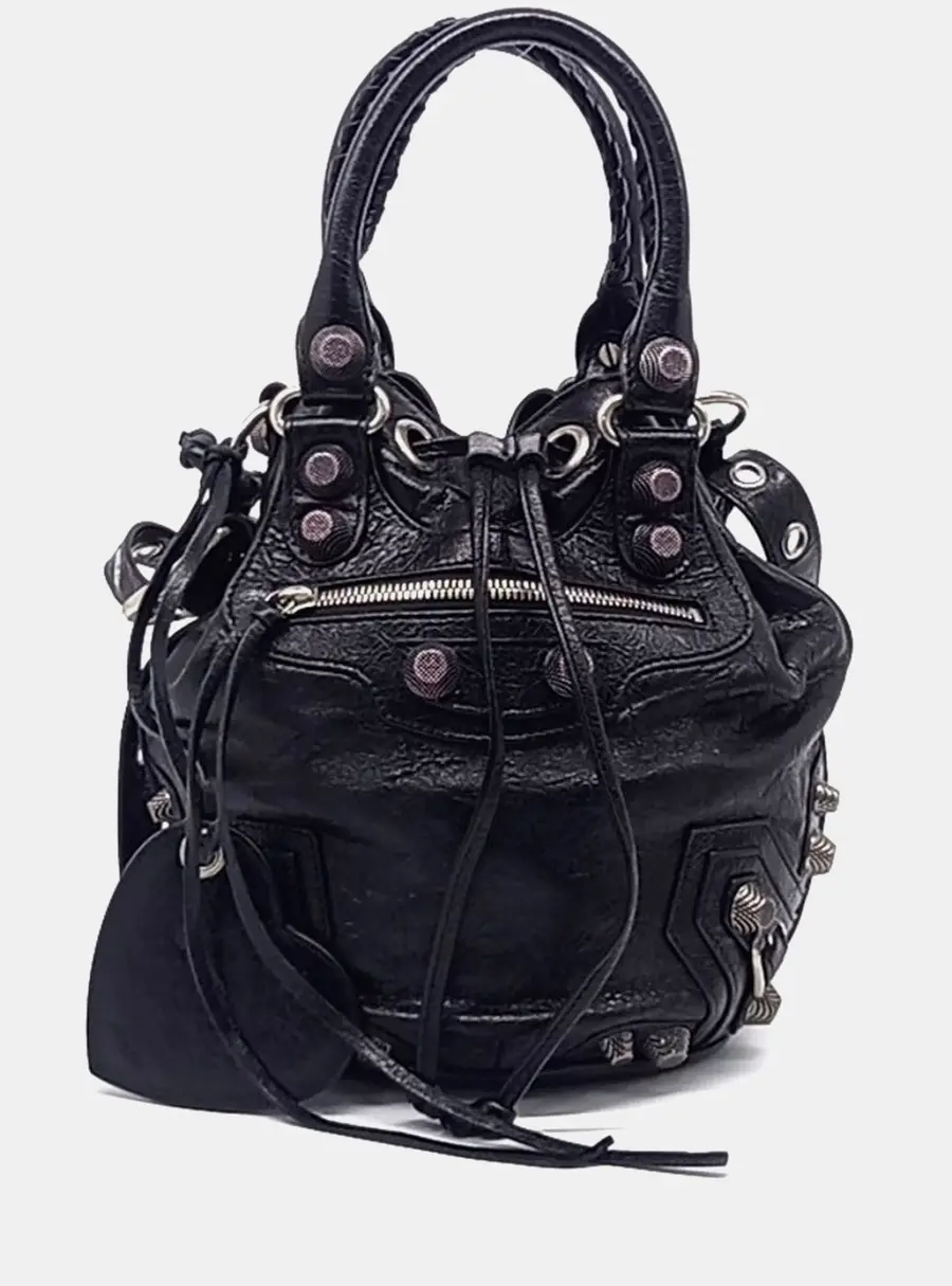 Balenciaga Le Cagol Black Leather Bucket Bag S (702432)
