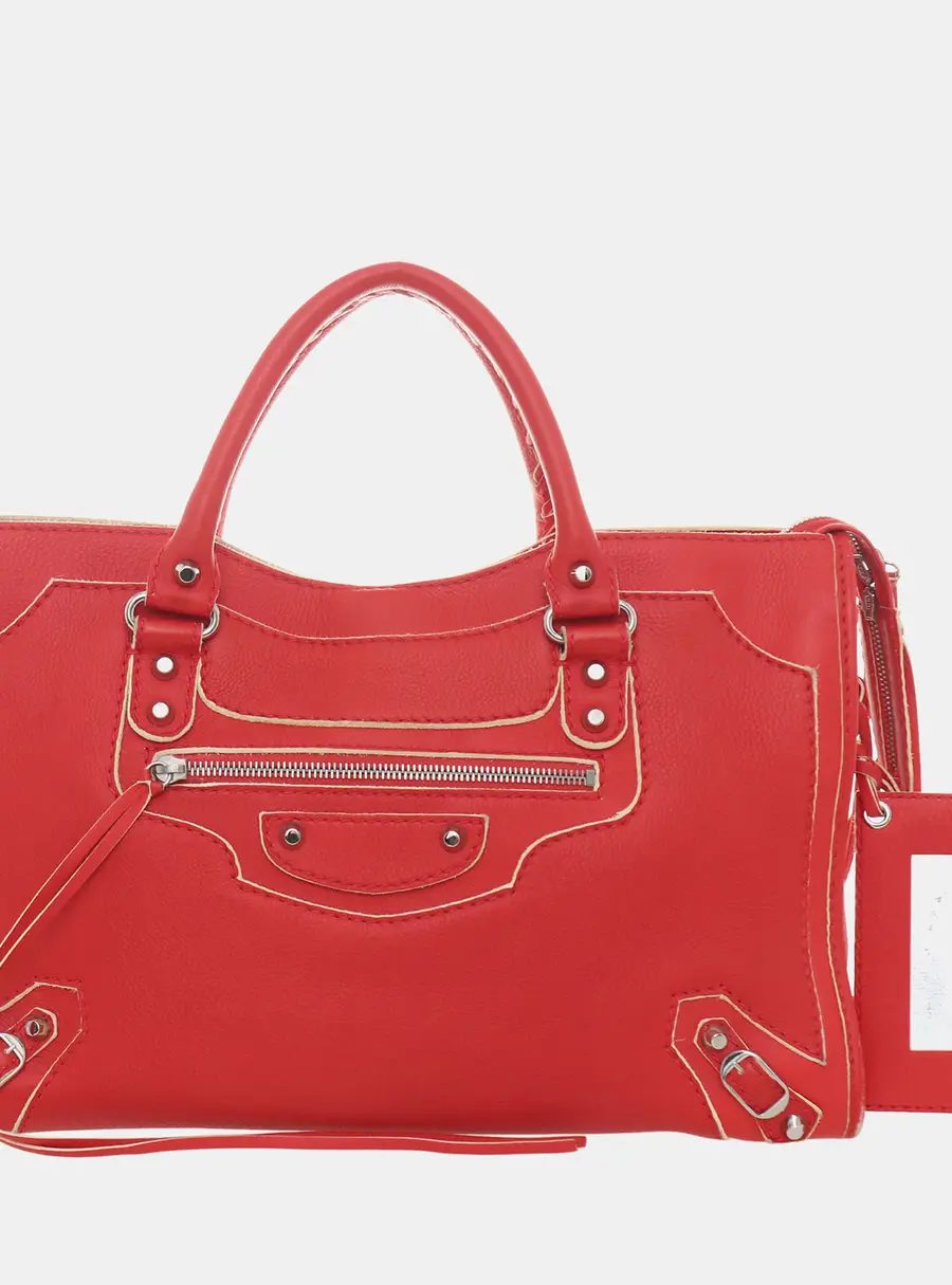 Balenciaga Classic City Small Red Leather Top Handle Bag