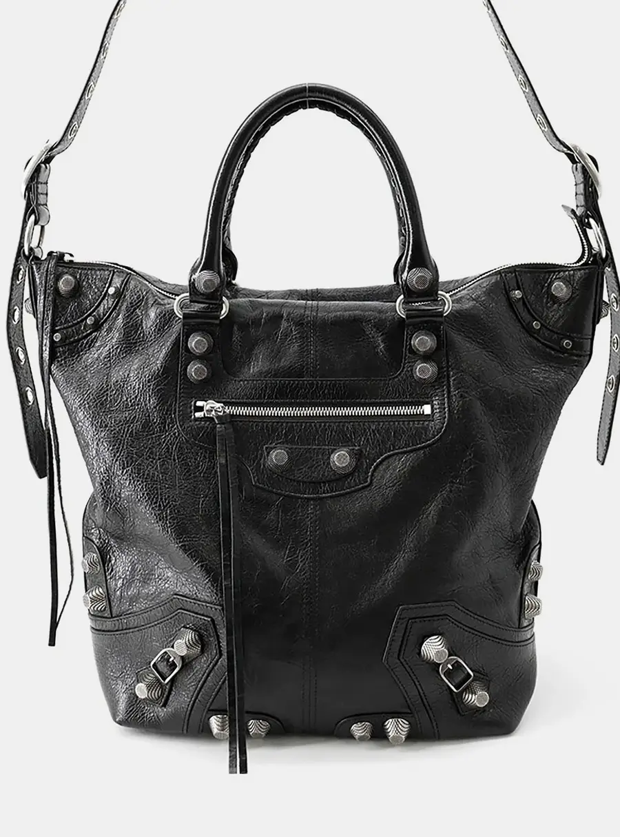 Balenciaga Lucagol Medium Black Leather Shoulder Bag