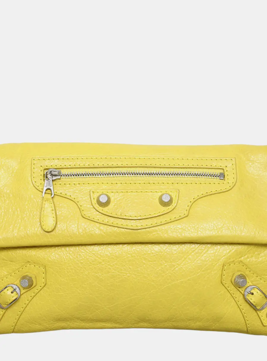 Balenciaga Giant 12 Envelope Yellow Lambskin Leather Clutch Bag