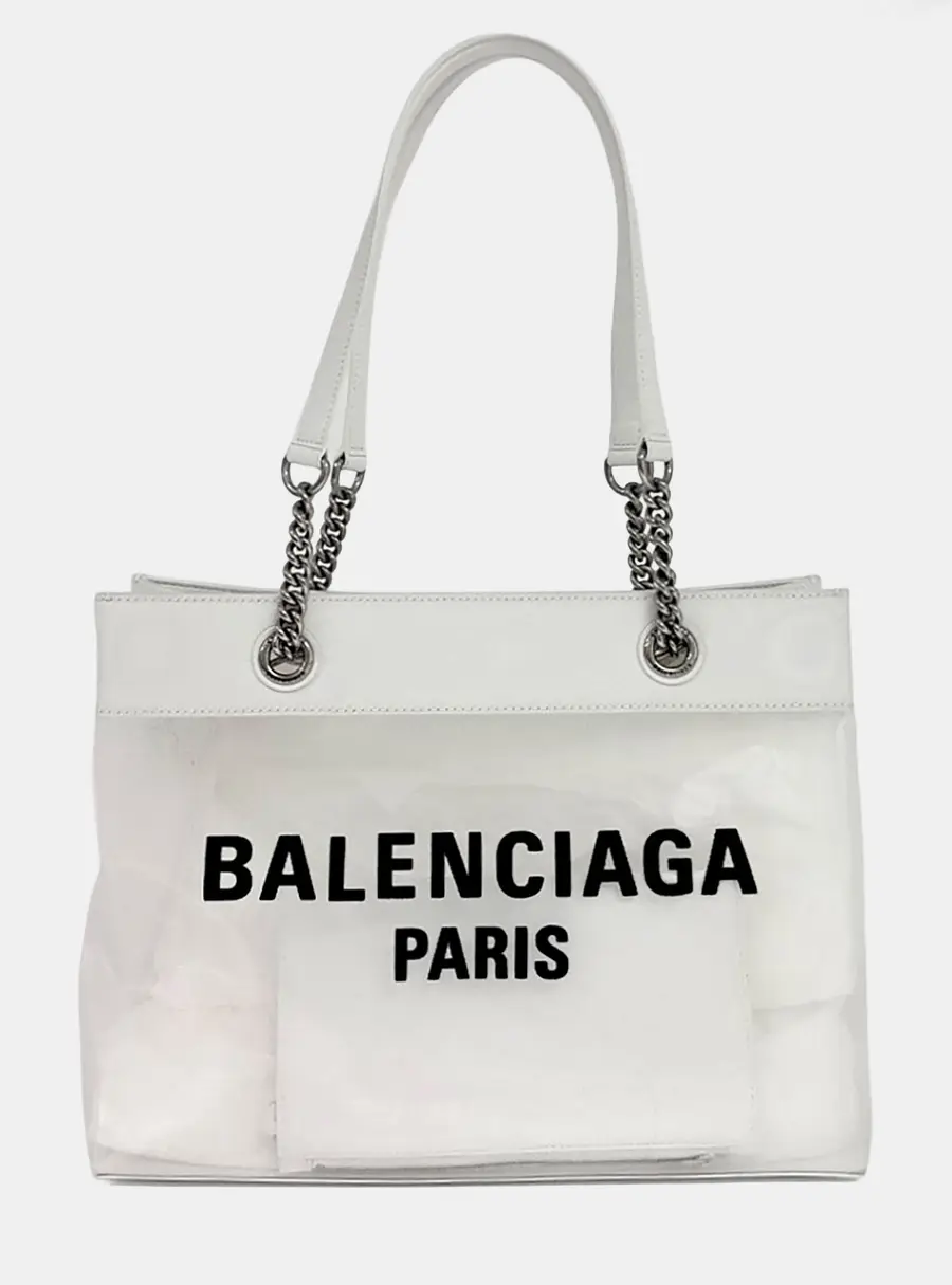 Balenciaga White Mesh Duty-Free Medium Tote Bag
