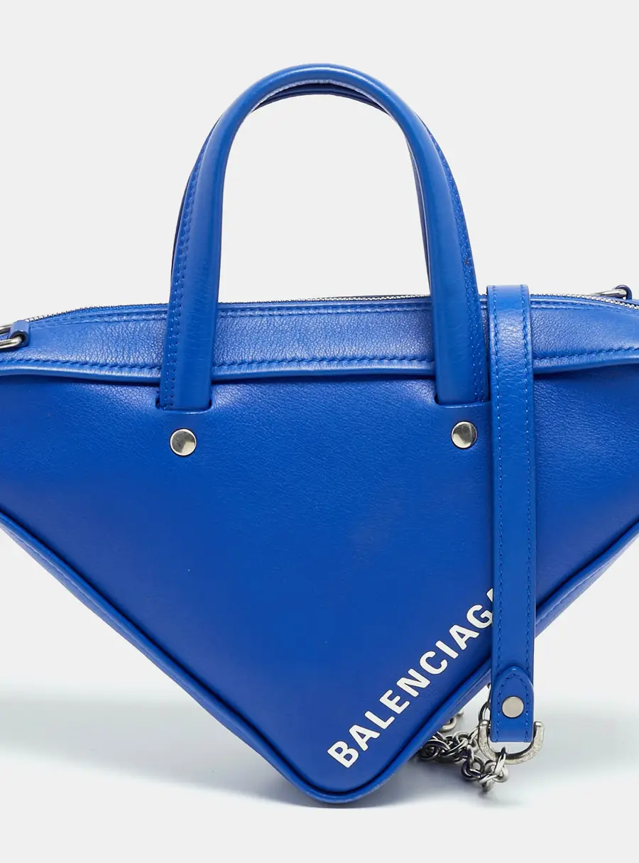 Balenciaga Triangle Duffle Blue Leather Shoulder Bag