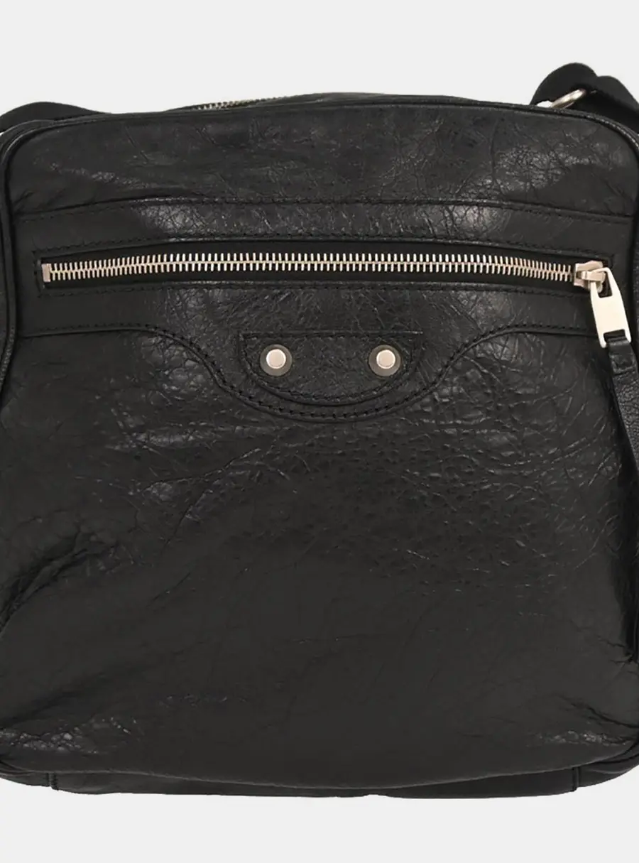 Balenciaga Black Leather Daily Shoulder Bag