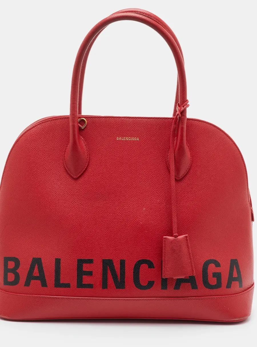 Balenciaga Ville Medium Red Leather Dome Satchel