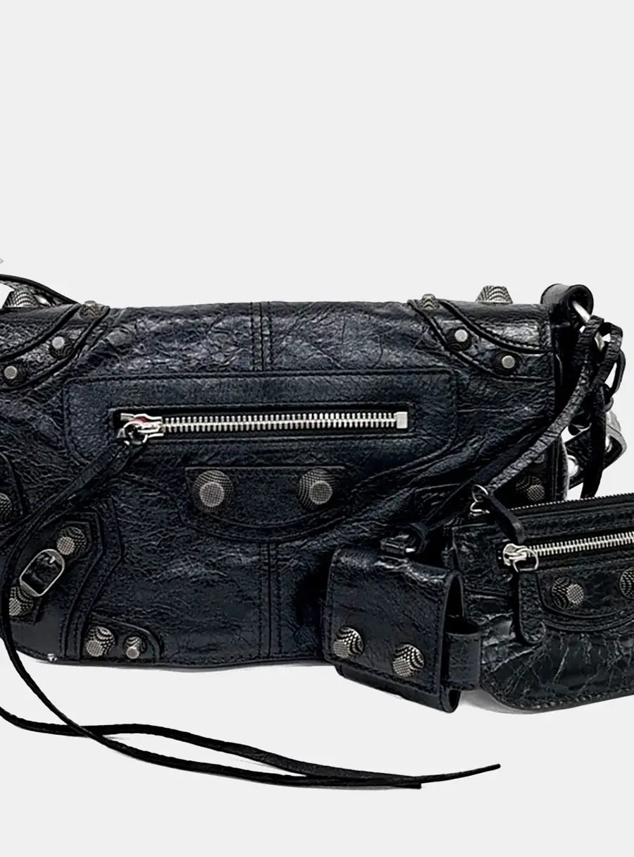 Balenciaga Black Leather Le Cagol Flap Bag XS