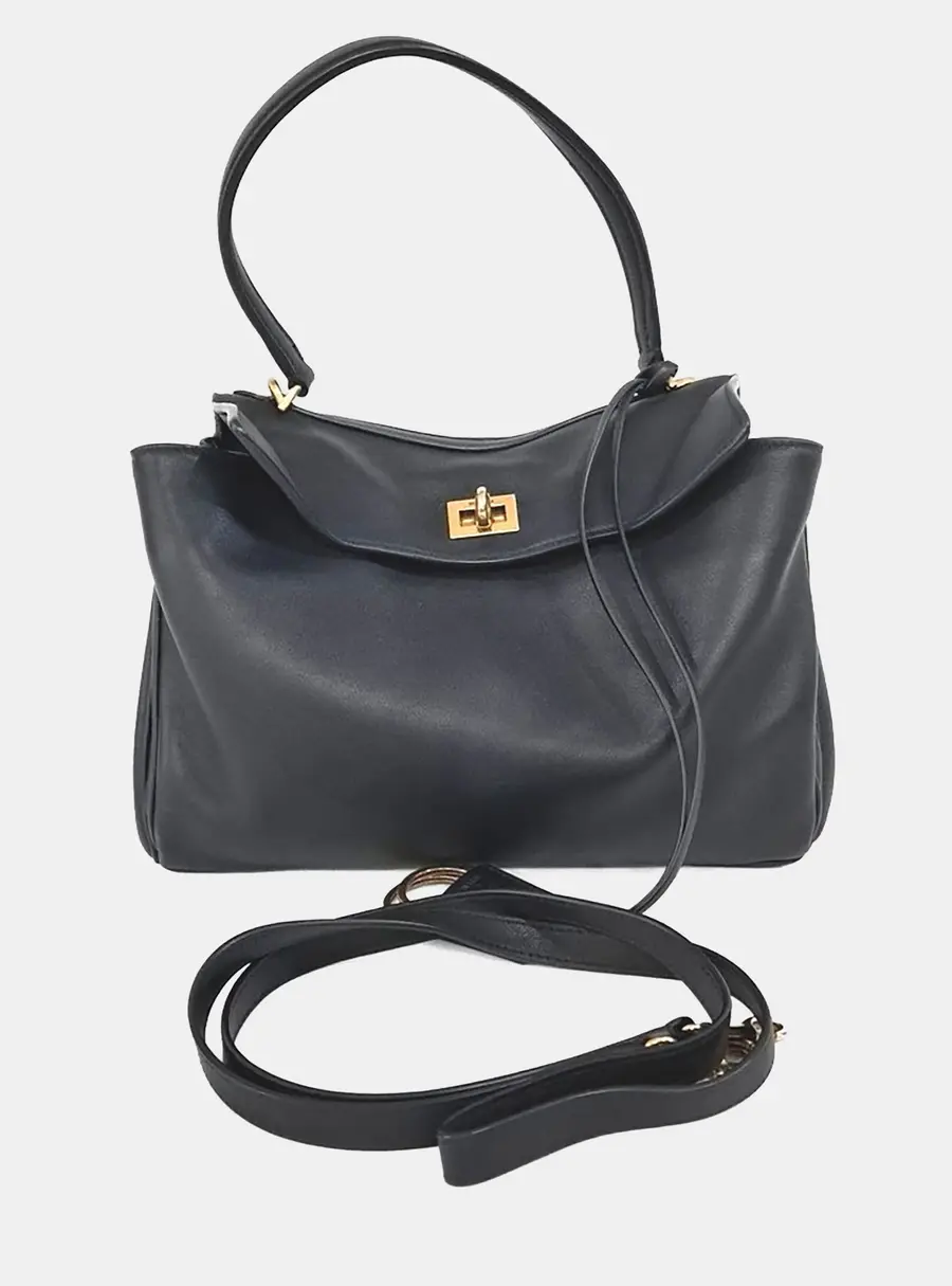 Balenciaga Rodeo Small Black Calfskin Leather Top Handle Bag