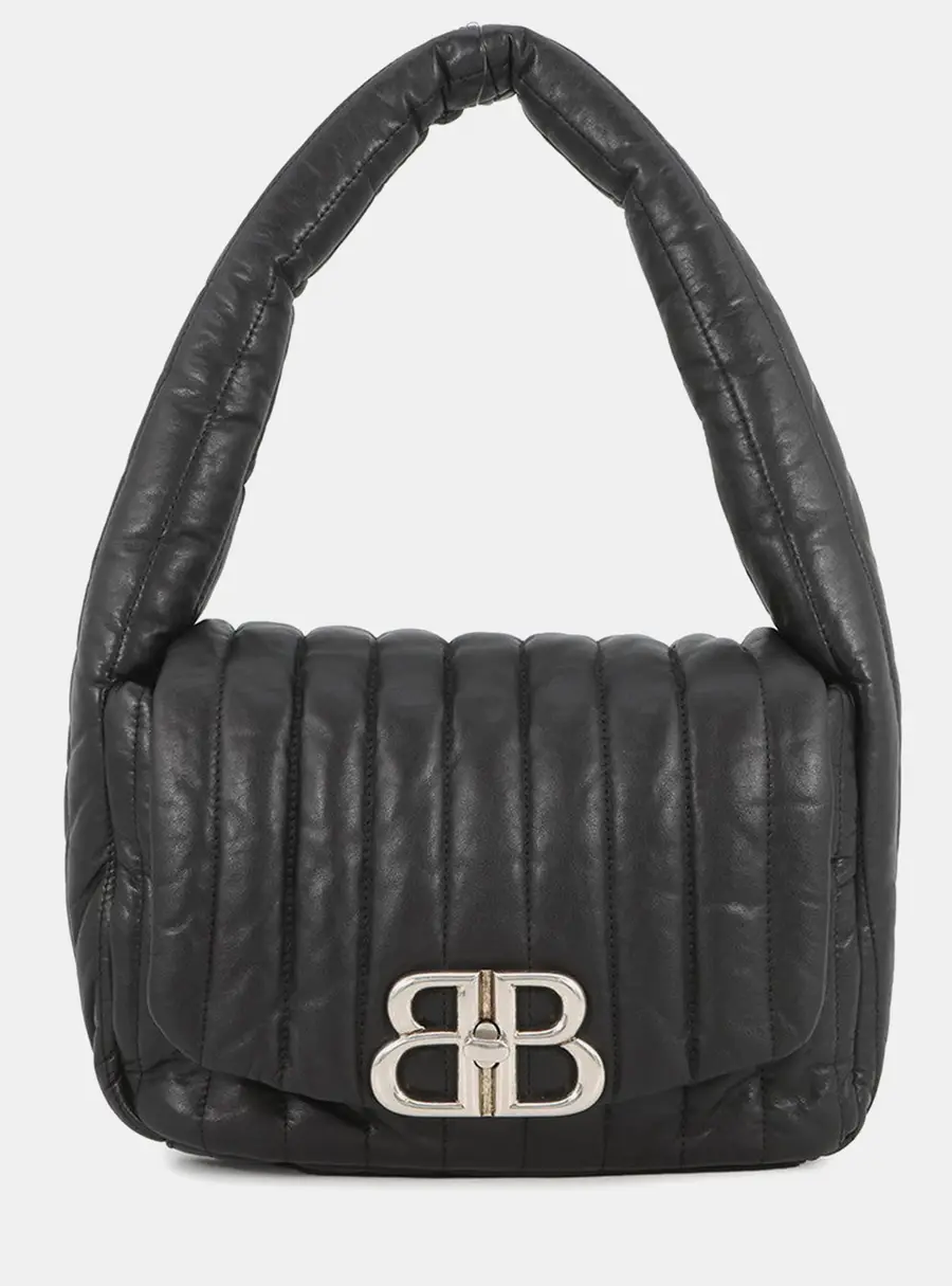 Balenciaga Monaco Small Black Lambskin Leather Shoulder Bag