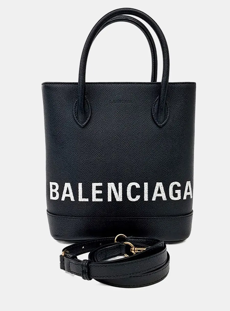Balenciaga Black Leather Bill Tote Bag XXS (596159)