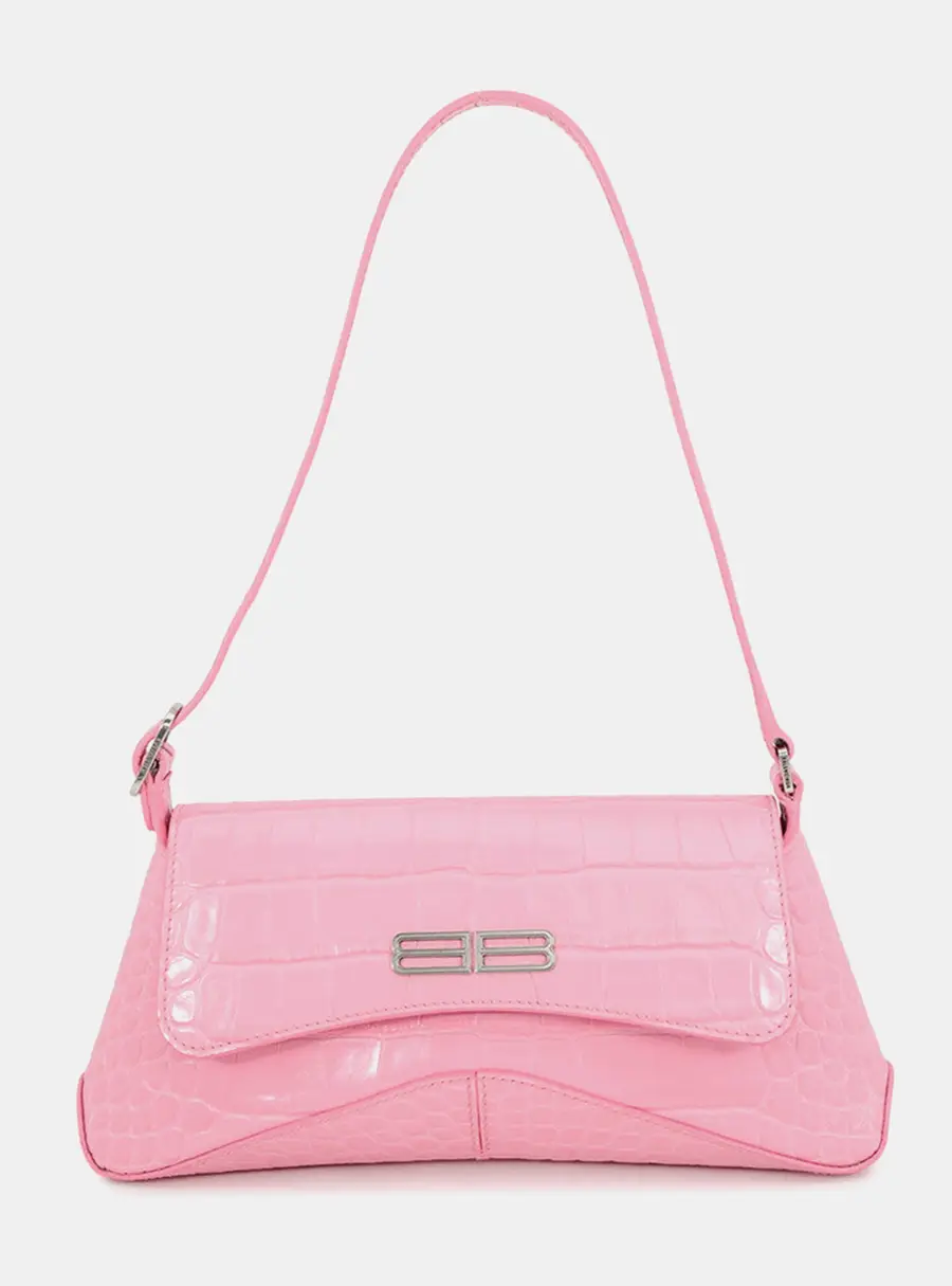 Balenciaga Xx Flap 2Way Bag Pink Embossed Leather Size Small
