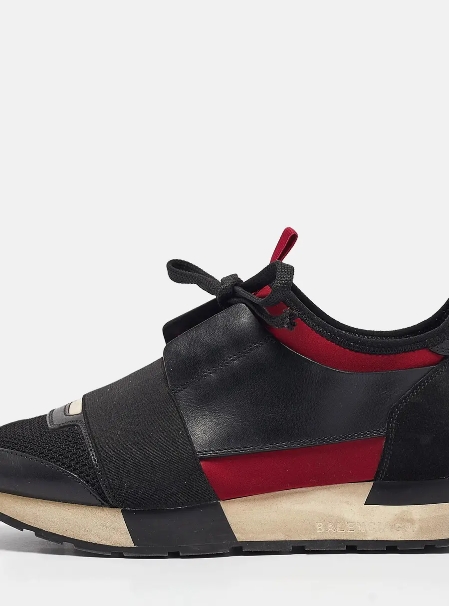 Balenciaga Race Runner Size 36 Black Fabric and Leather Lace Up Sneakers