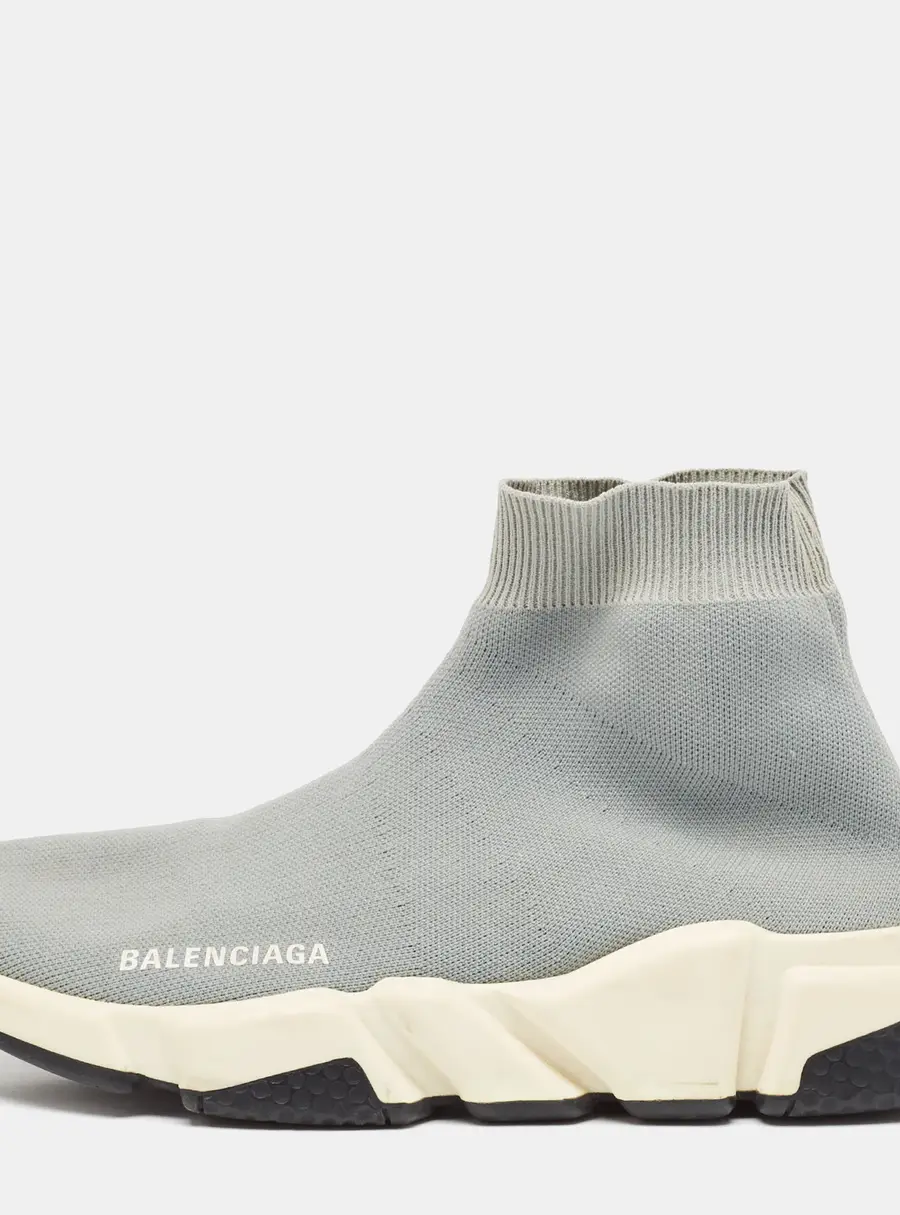 Balenciaga Grey Knit Fabric Speed Trainer Slip On Sneakers Size 39