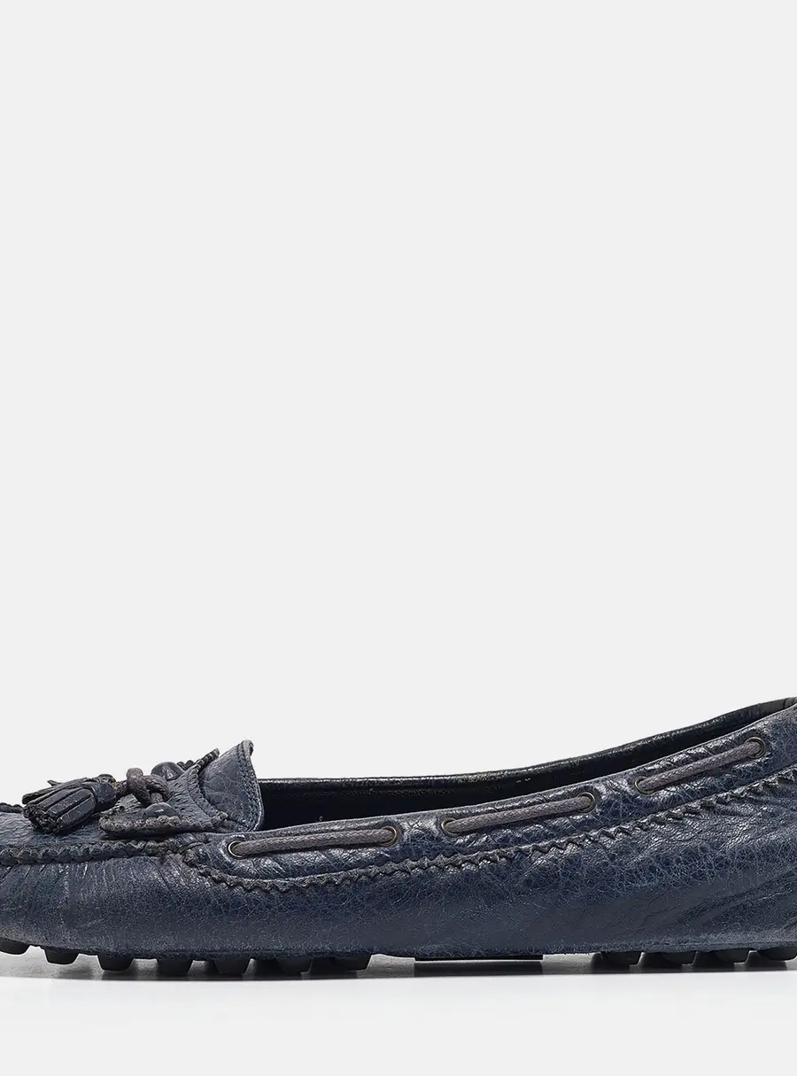 Balenciaga Navy Blue Leather Arena Loafers Size 39