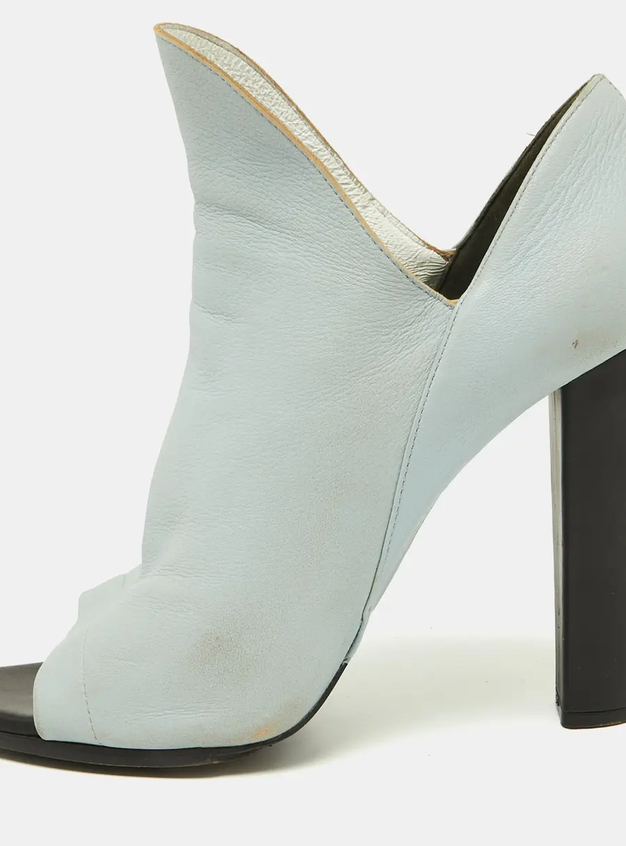 Balenciaga Blue/White Leather Open Toe Pumps Size 41.5