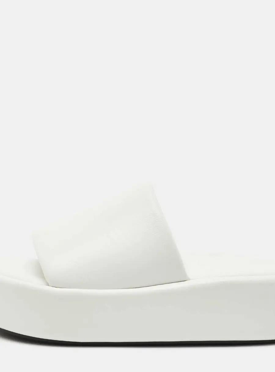 Balenciaga White Leather Rise Platform Slide Sandals Size 38