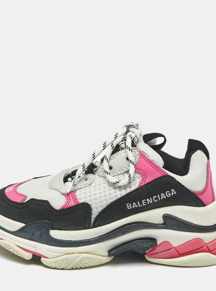 Balenciaga Multicolor Leather and Mesh Triple S Sneakers Size 35