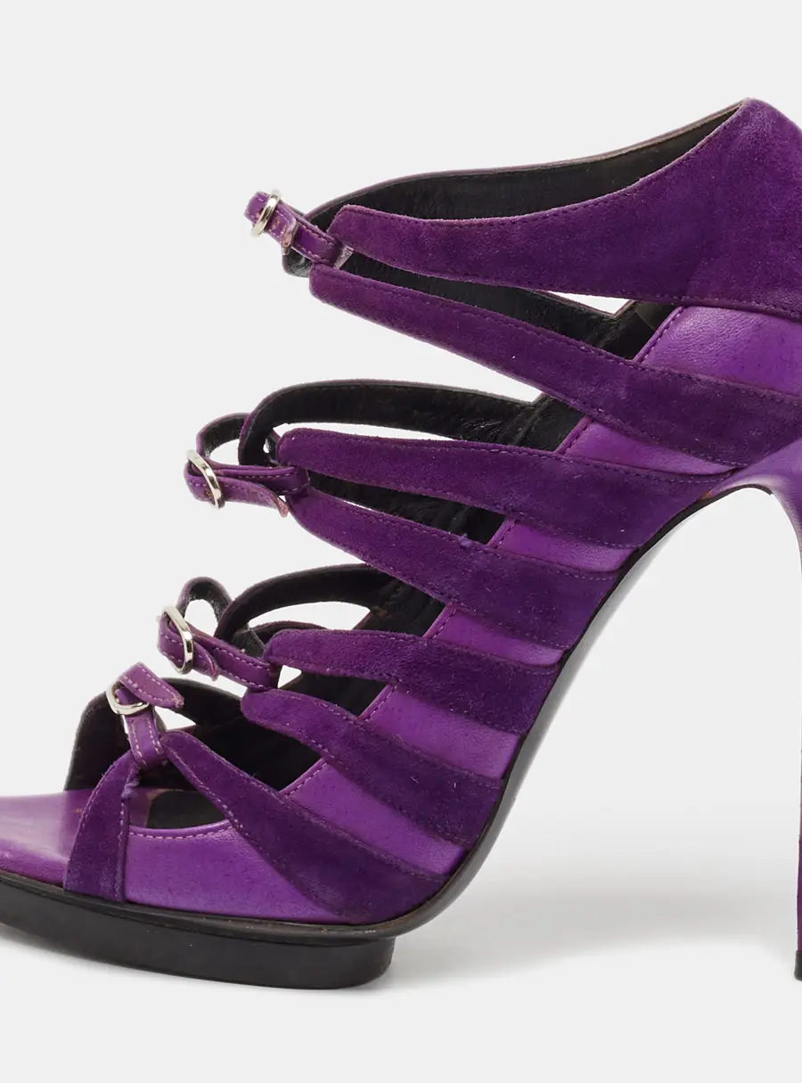 Balenciaga Purple Suede Strappy Sandals Size 39