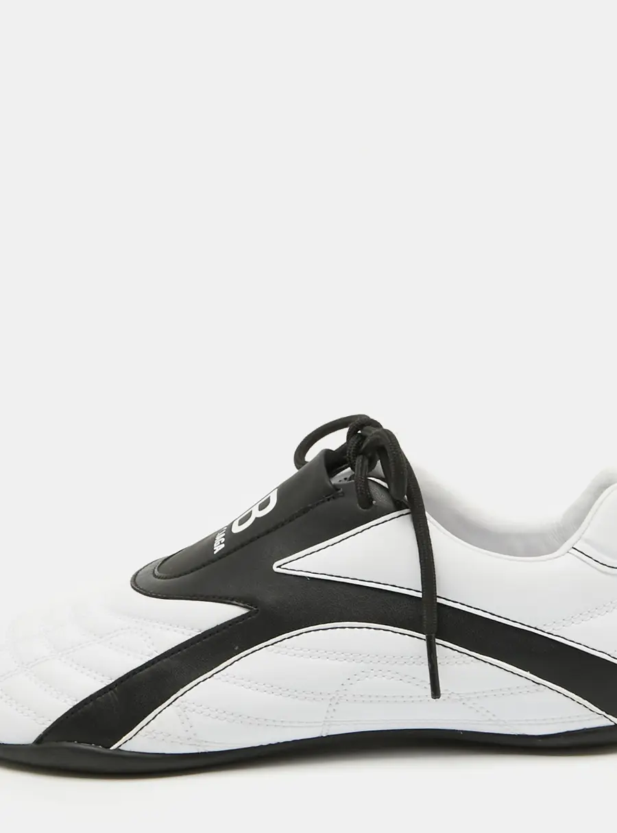 Balenciaga White/Black Quilted Leather Zen Low Top Sneakers Size 39