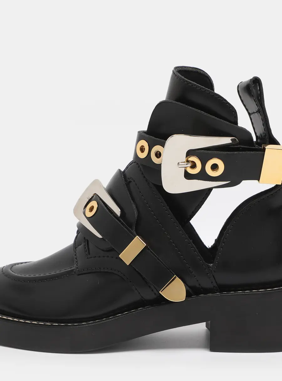 Balenciaga Black Leather Ceinture Ankle Boots Size 35