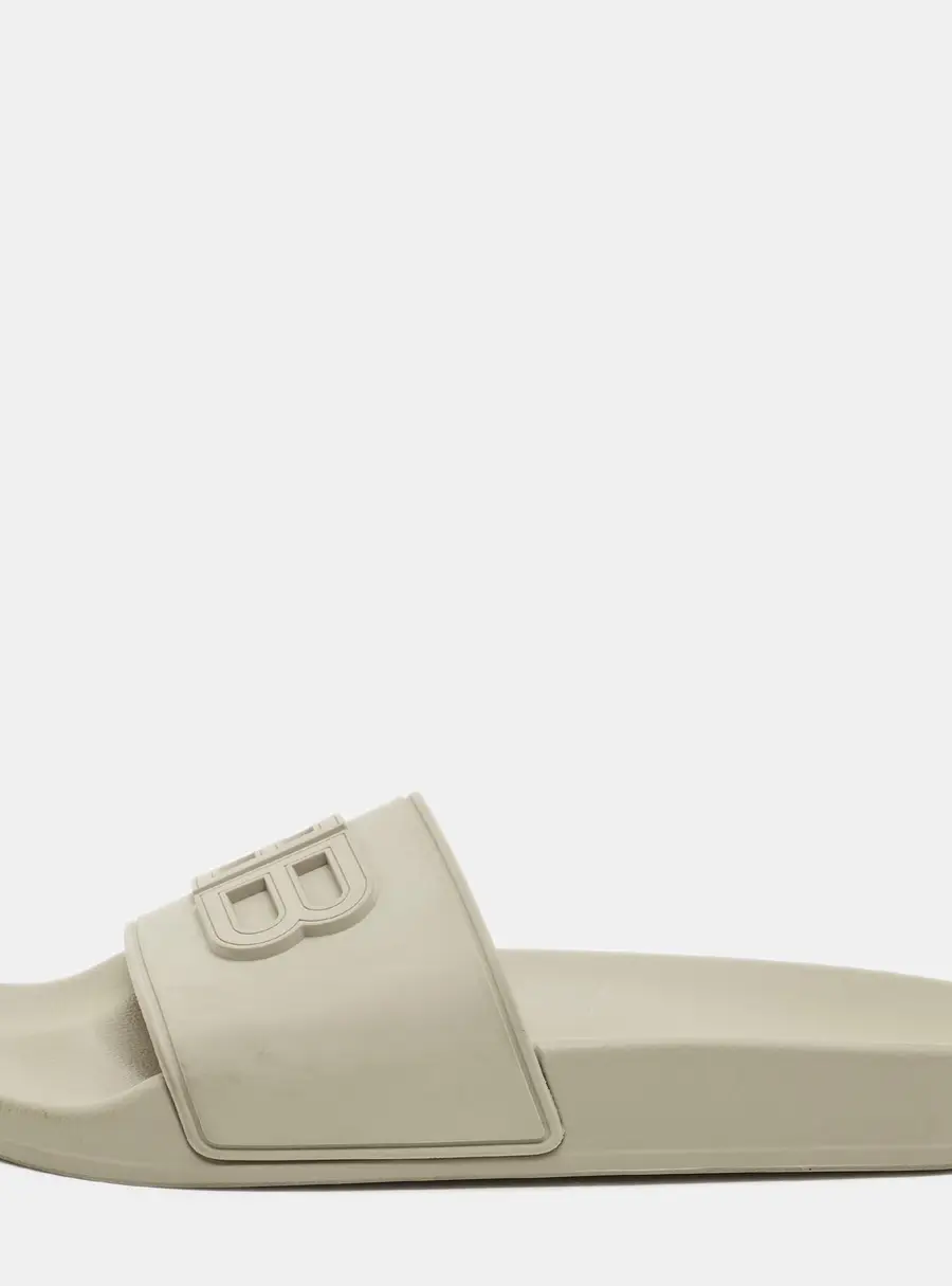 Balenciaga BB Logo Size 37 Grey Rubber Pool Slide