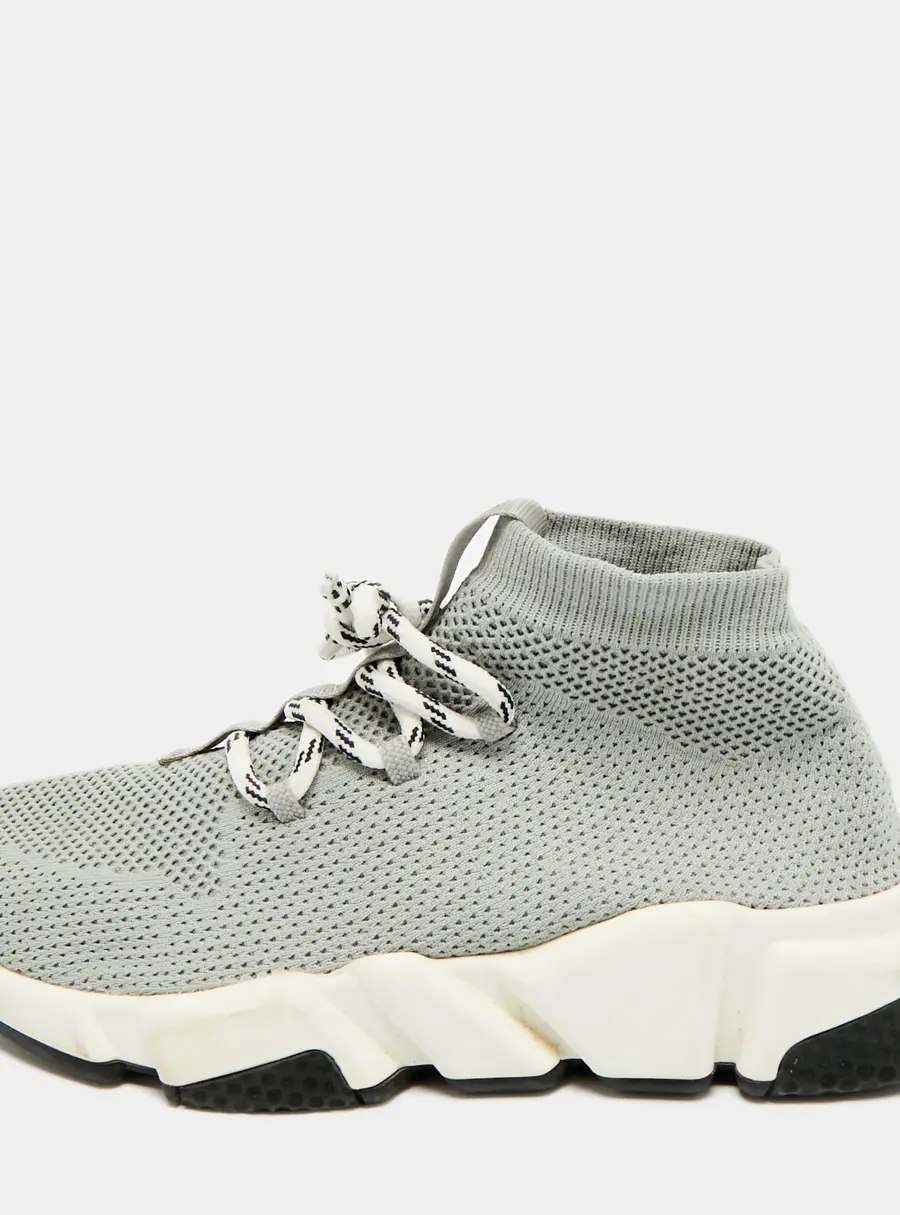 Balenciaga Speed Trainer Size 38 Grey Knit Fabric High Top Sneakers