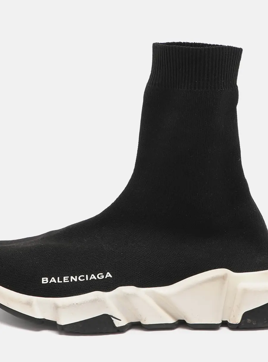 Balenciaga Speed Size 36 Black Knit Fabric High Top Sneakers