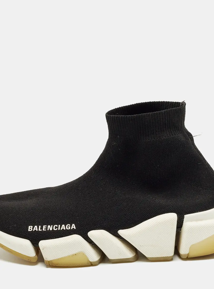 Balenciaga Speed Size 39 Black Knit Fabric Slip On Sneakers