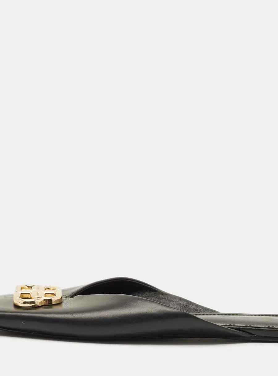 Balenciaga Cosy BB Size 38 Black Leather Flat Mules