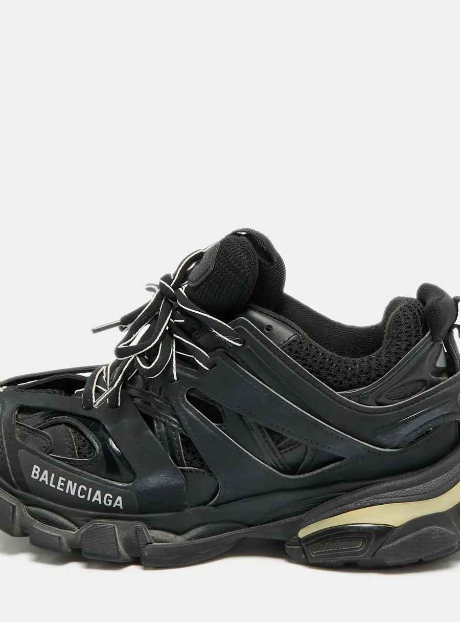 Balenciaga Track Size 38 Black Faux Leather and Mesh Low Top Sneakers