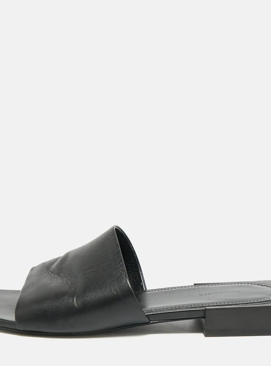 Balenciaga Box Size 37 Black Leather Flat Slides