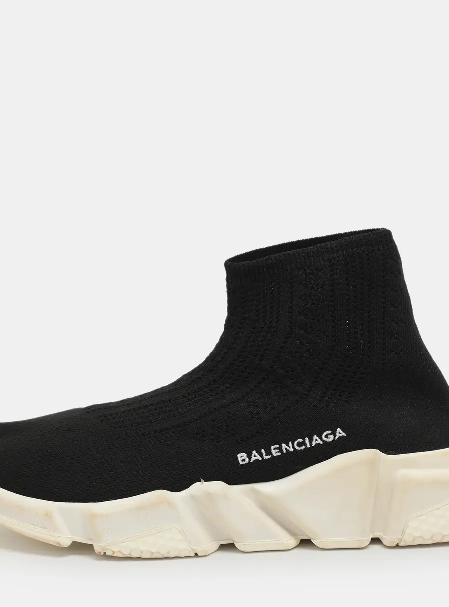 Balenciaga Speed Size 38 Black Knit Fabric High Top Sneakers