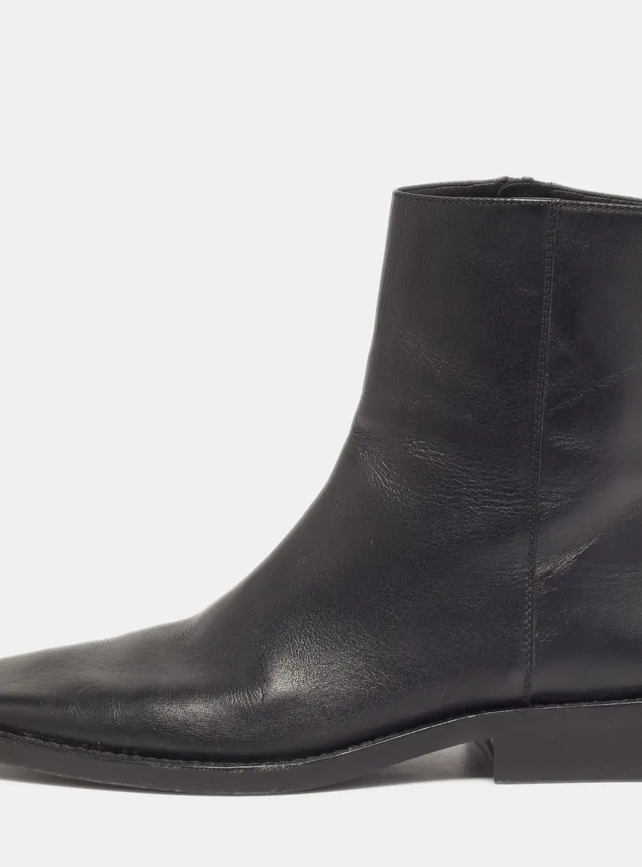 Balenciaga BB Logo Size 37 Black Leather Chelsea Ankle Boots