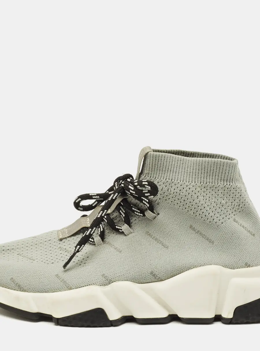 Balenciaga Speed Trainer Size 38 Grey Knit Fabric Lace Up Sneakers