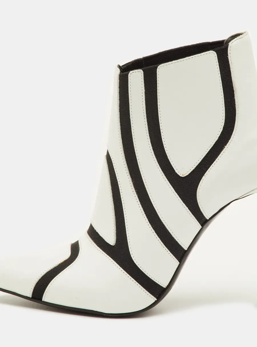 Balenciaga Size 36 White/Black Leather and Elastic Symmetric Ankle Length Boots