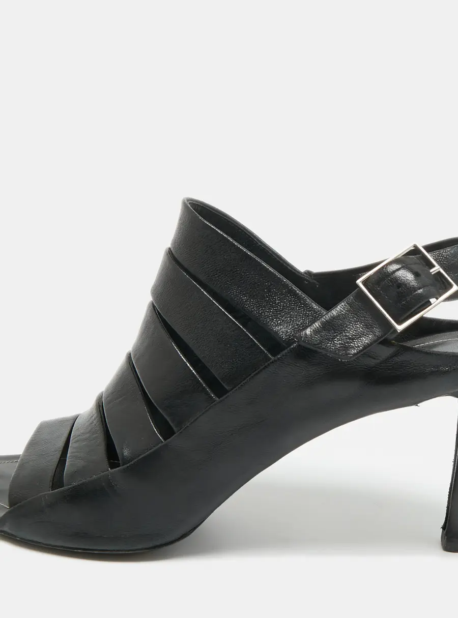 Balenciaga Black Leather Slingback Sandals Size 39