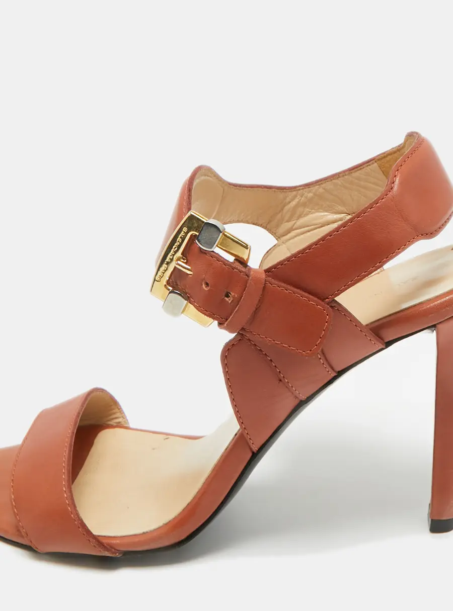 Balenciaga Brown Leather Ankle Strap Sandals Size 39
