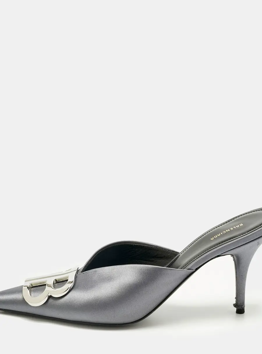 Balenciaga Grey Satin Knife Mules Size 38