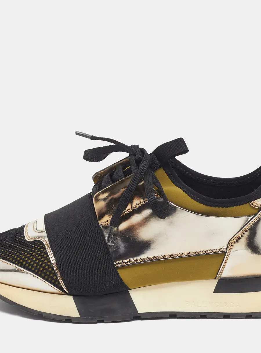 Balenciaga Race Runner Size 37 Multicolor Mesh and Leather Lace Up Sneakers
